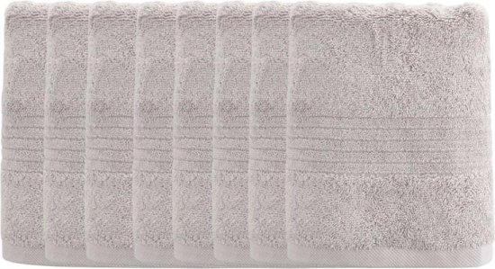 8 מגבות פנים 100% כותנה 50x90 ס"מ סדרת Classico מבית Vardinon – אפור בהיר