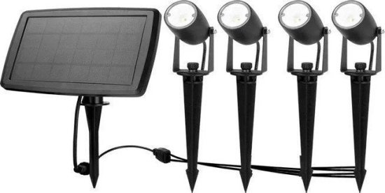 ארבעה דוקרני גינה סולאריים IP54 מבית Eurolux – גוון אור 3000K חם