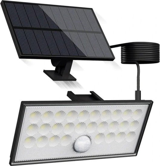 צמוד קיר נטען סולארי IP54 מבית Eurolux – צבע שחור – גוון אור 3000K אור חם