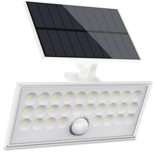 צמוד קיר נטען סולארי IP54 מבית Eurolux – צבע לבן – גוון אור 3000K אור חם