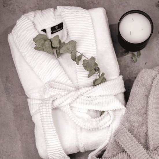 חלוק רחצה 100% כותנה דגם Style מידות S/M מבית Vardinon – לבן