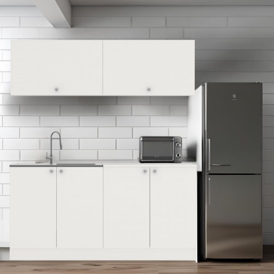 מטבח מודרני ברוחב 1.6 מטר ארון עליון ותחתון כולל כיור נירוסטה דגם Ofek מבית Tudo Design - צבע לבן