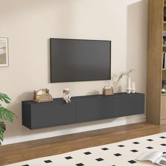 מזנון טלוויזיה צף ברוחב 180 ס''מ דגם Alona מבית StarShop - צבע אפור כהה