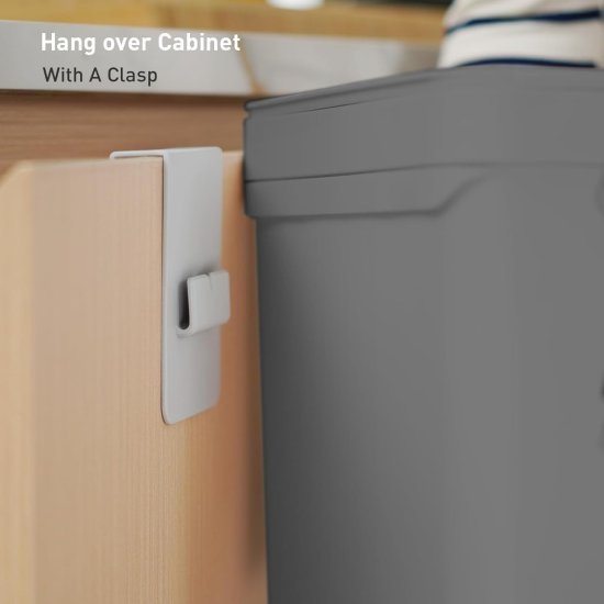 פח אשפה 7 ליטר עומד/נתלה עם מכסה מתנדנד – Eko Puro, אפור