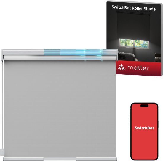 וילון גלילה חכם SwitchBot Roller Shade מידה XL 140-185 סמ צבע אפור