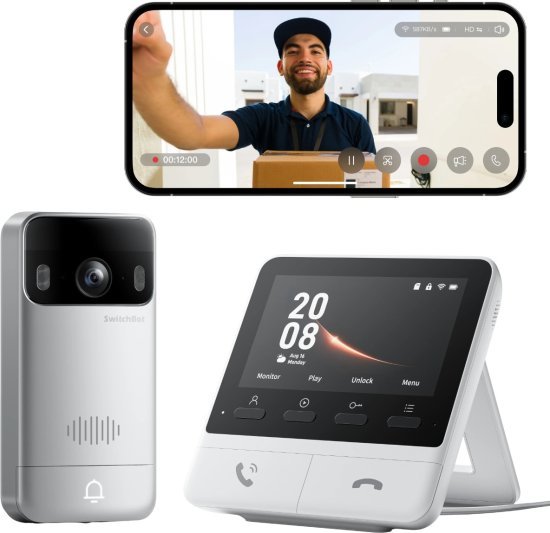 מצלמת פעמון חכם SwitchBot Video Doorbell כסוף לבן