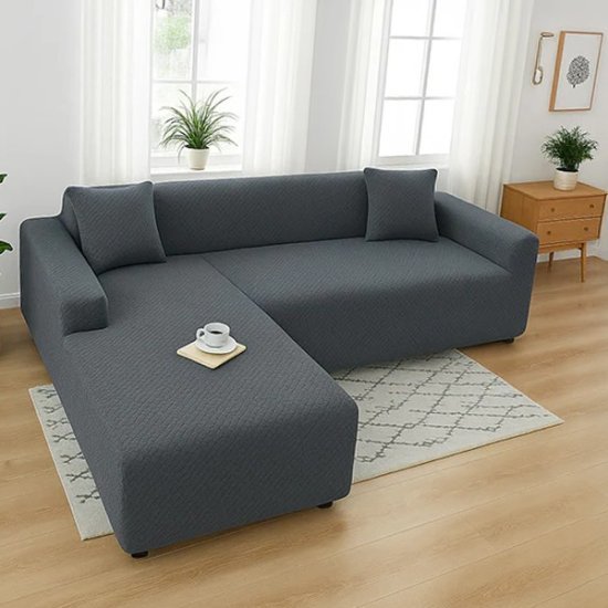 כיסוי סלון פינתי עם שזלונג בצד ימין דגם ויטה מבית Arige Gad – אפור כהה