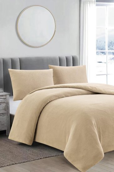 סט מצעים למיטה זוגית 160x200 ס"מ קולקציית קורל פליז מבית Arige Gad – מוקה