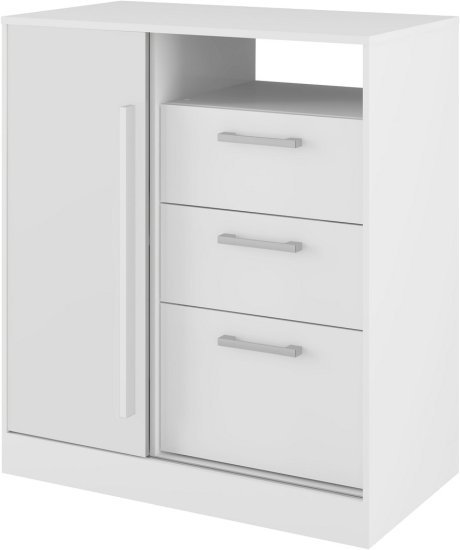 שידת אחסון עם מגירות ומדף דגם Prime מבית Bradex - צבע לבן