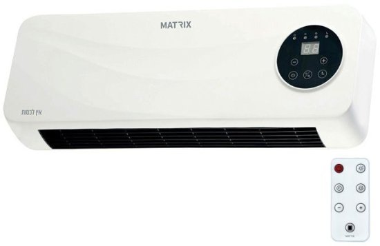 מזגנית חימום לתלייה עם שלט וטיימר Matrix MX-MZGN-2000W-RC - צבע לבן