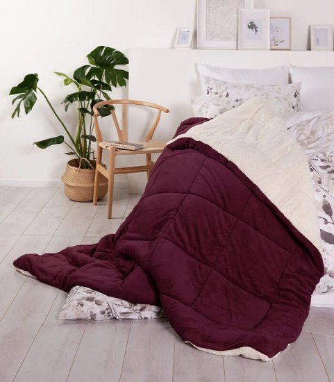 שמיכת חורף זוגית מיקרופלנל 220x200 ס"מ דגם מורנו מבית Homestyle – בורדו