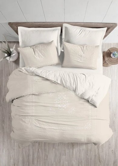 סט מצעים 6 חלקים פרקל 100% כותנה 160x200 ס"מ סדרת Exclusive דגם סופיה מבית Homestyle