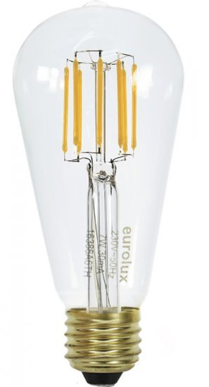 נורת LED ניתנת לעמעום שקופה Eurolux E2 A64 8W – גוון אור 2700K