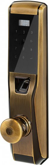 מנעול חכם עם טביעת אצבע, קוד אישי וצ'יפ קירבה Elock Premium - צבע Coffee Gold