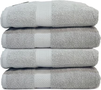 4 מגבות גוף 100% כותנה 68X125 ס''מ דגם Classic מבית Homestyle צבע אפור בהיר
