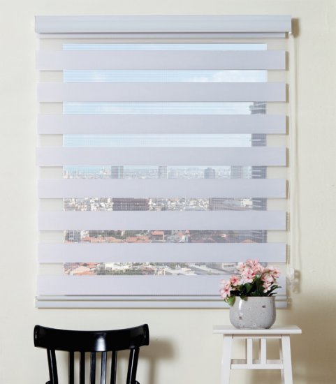 וילון זברה עם קרניז תואם 160X160 ס''מ Homestyle - אפור בהיר