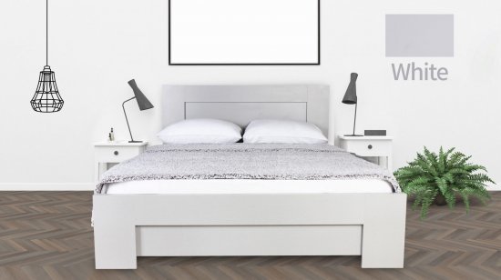 מיטה זוגית 160x190 דגם 7019 עץ דחוס + מזרן מתנה מבית Olympia - צבע מלמין לבן