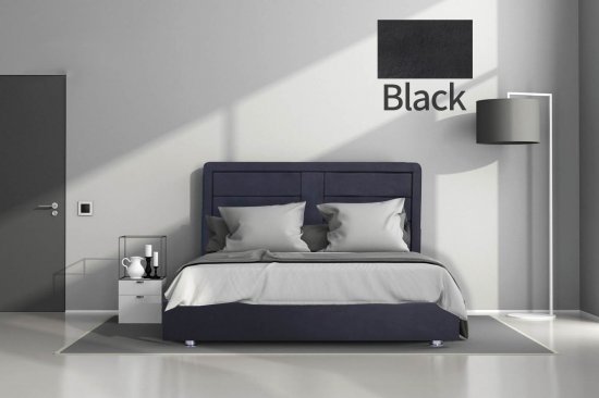 מיטה וחצי 120x190 דגם 6001 עץ מרופדת דמוי עור כוללת ארגז מצעים + מזרן קפיצים מתנה מבית Olympia - צבע שחור