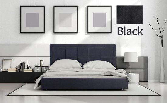 מיטה זוגית 160x200 דגם 6019 עץ מרופדת דמוי עור כוללת ארגז מצעים + מזרן קפיצים מתנה מבית Olympia - צבע שחור