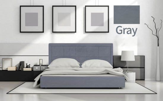 מיטה זוגית 160x200 דגם 6019  עץ מרופדת דמוי עור כוללת ארגז מצעים + מזרן קפיצים מתנה מבית Olympia - צבע אפור