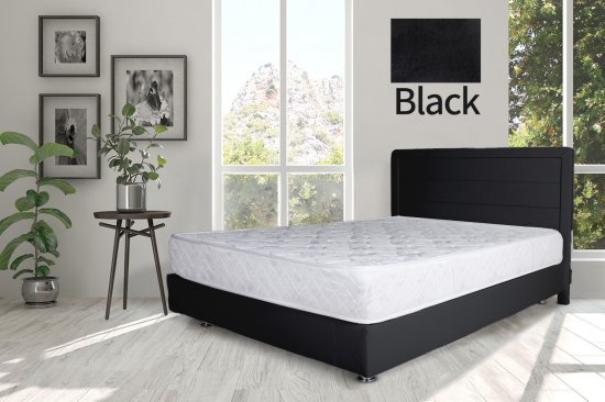 מיטה זוגית 160x190 דגם 6009 עץ מרופדת דמוי עור כוללת ארגז מצעים + מזרן קפיצים מתנה מבית Olympia - צבע שחור