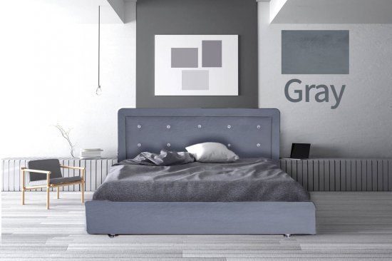 מיטה וחצי 120x190 דגם 6010 עץ מרופדת דמוי עור כוללת ארגז מצעים + מזרן קפיצים מתנה מבית Olympia - צבע אפור