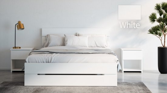 מיטה וחצי 120x190 דגם 7040 עץ דחוס + מזרן מתנה מבית Olympia - צבע מלמין לבן