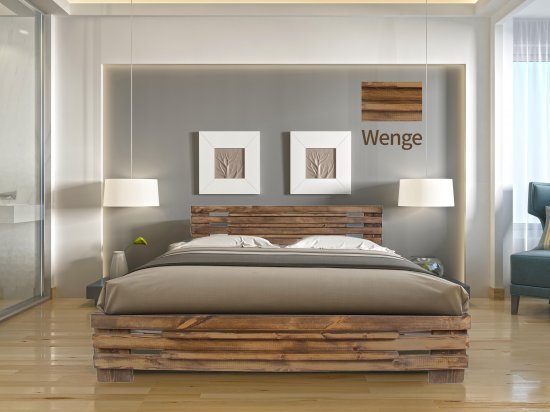 מיטה זוגית 140x190 דגם 5030 עץ מלא + מזרן מתנה מבית Olympia - צבע וונגה