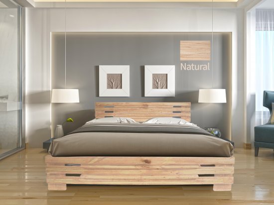 מיטה זוגית 160x200 דגם 5030 עץ מלא + מזרן מתנה מבית Olympia - צבע טבעי
