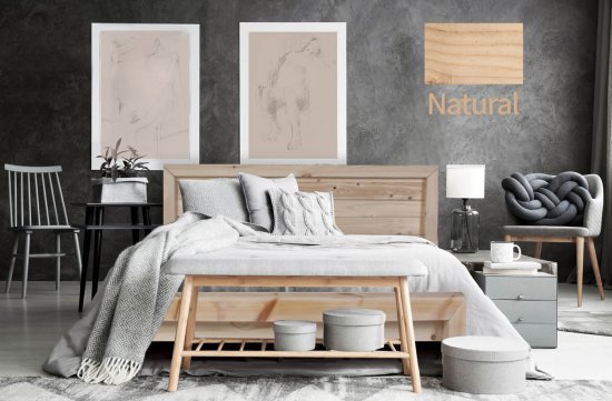 מיטה וחצי 120x190 דגם 5016 עץ מלא + מזרן מתנה מבית Olympia - צבע טבעי