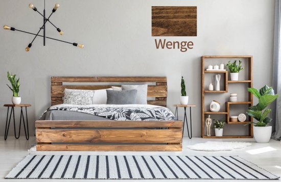 מיטה זוגית 160x200 דגם 5001 עץ מלא + מזרן מתנה מבית Olympia - צבע וונגה