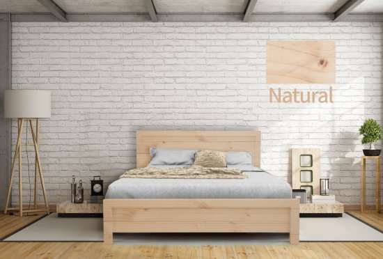 מיטה זוגית 160x190 דגם 5034 עץ מלא + מזרן מתנה מבית Olympia - צבע טבעי