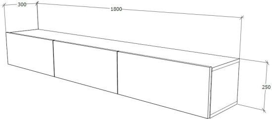 מזנון טלוויזיה צף ברוחב 180 ס''מ דגם Andy מבית Tudo Design - צבע אלון