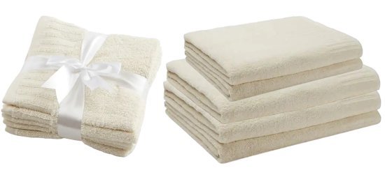 מארז 5 מגבות גוף ופנים + 5 מטליות 100% כותנה מבית ערד טקסטיל - דגם Noam - צבע קרם