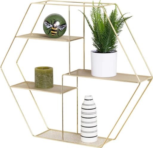4 מדפים ממתכת לתלייה בצורת משושה מבית Honey Can Do - צבע זהב