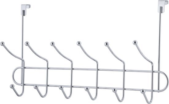 קולב לדלת 6 ווים כפולים 51 ס''מ Aquila - צבע כרום / ניקל