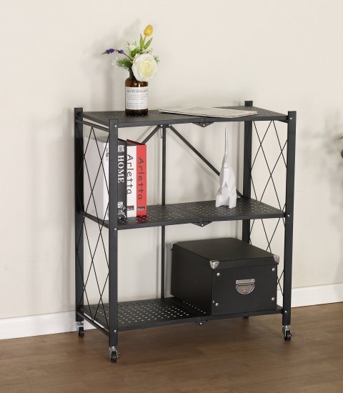 כוננית 3 מדפים ניידת ממתכת דגם Hadas מבית Star Shop - צבע שחור