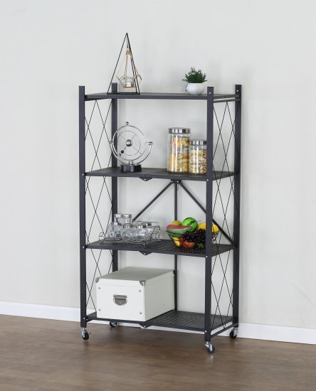 כוננית 4 מדפים ניידת ממתכת דגם Arava מבית Star Shop - צבע שחור