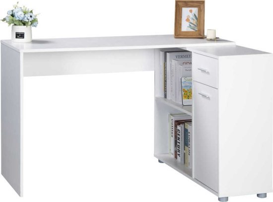 שולחן מחשב פינתי דגם נדיה מבית Ramos - צבע לבן