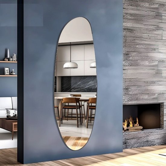 מראה טיפה גדולה עם מסגרת מתכת שחורה 160x63 ס''מ StarShop