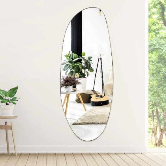 מראה טיפה גדולה עם מסגרת מתכת בגוון זהב 120x48 ס''מ StarShop