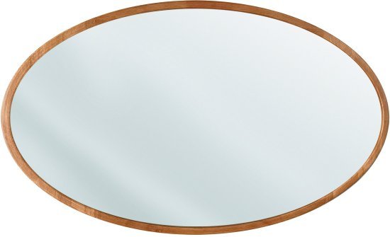 מראת תלייה בצורת אליפסה עם מסגרת עץ בגוון טבעי 100X60 ס''מ StarShop