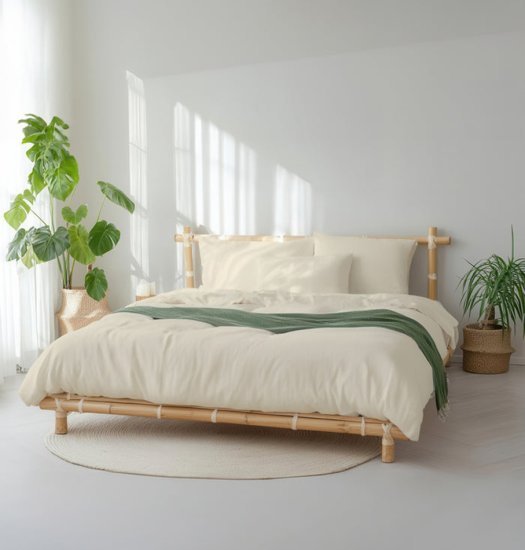 סט מצעים למיטת יחיד 90X200 ס''מ קולקציית במבוק Arige Gad - צבע שנהב