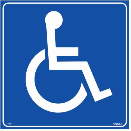 שלט נכה כחול מבית Malkan - גודל 30x30 ס''מ