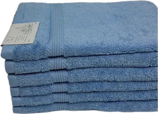 סט 6 מגבות פנים 100% כותנה 50x90 ס''מ קולקציית דניאל מבית Arige Gad - צבע כחול בהיר