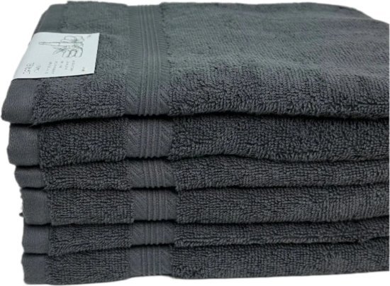 סט 6 מגבות פנים 100% כותנה 50x90 ס''מ קולקציית דניאל מבית Arige Gad - צבע אפור כהה