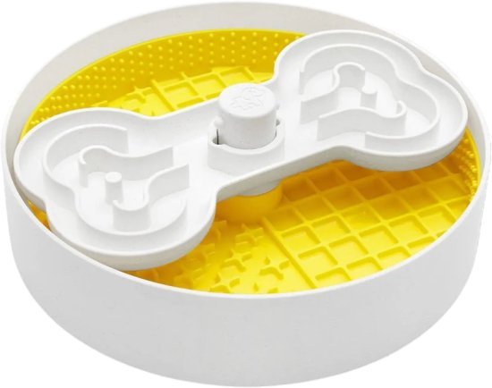 קערת האכלה איטית לכלב מבית Puzzle Feeder - צבע צהוב