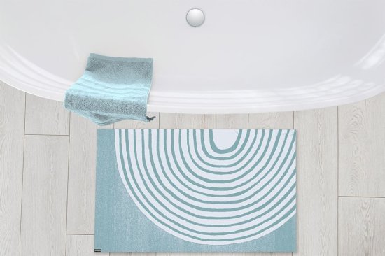 שטיח אמבטיה עם פטנט ספיגה 50x80 ס''מ דגם Art Rainbow מבית Fennoma - צבע טורקיז