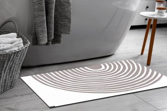 שטיח אמבטיה עם פטנט ספיגה 50x80 ס''מ דגם Art Rainbow מבית Fennoma - צבע לבן ואפור