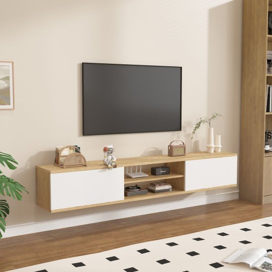 מזנון טלוויזיה צף ברוחב 180 ס''מ דגם Arnon מבית StarShop - צבע אלון בשילוב לבן